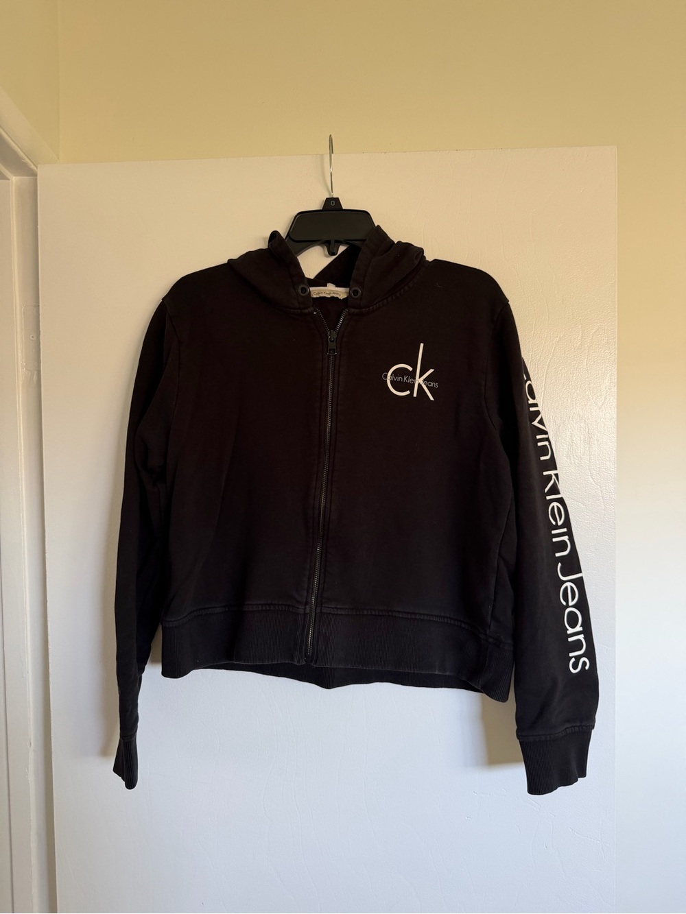 Calvin Klein Jeans Dark Brown/Black Zip Hoodie with Logo Tag